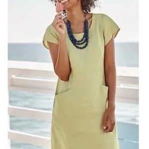 J Jill Linen Short sleeve dress light green large